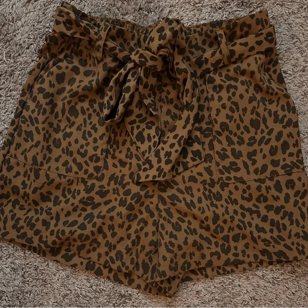 leopard print shorts with tie waist